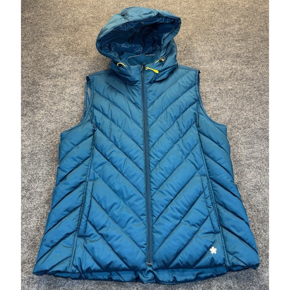 Tek Gear Vest Women's Size XL Teal Hooded Puffer Full Zip Lightweight Insulated